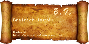 Breinich István névjegykártya