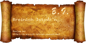 Breinich István névjegykártya